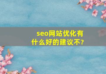 seo网站优化有什么好的建议不?