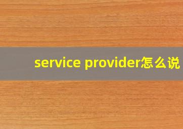 service provider怎么说