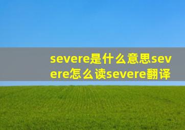 severe是什么意思severe怎么读severe翻译