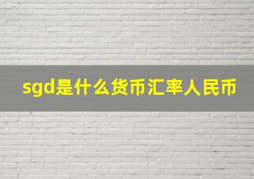 sgd是什么货币汇率人民币