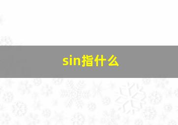 sin指什么