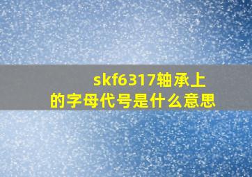 skf6317轴承上的字母代号是什么意思