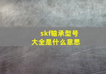 skf轴承型号大全是什么意思 