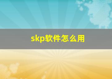 skp软件怎么用