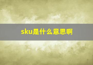 sku是什么意思啊 