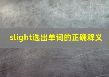 slight选出单词的正确释义