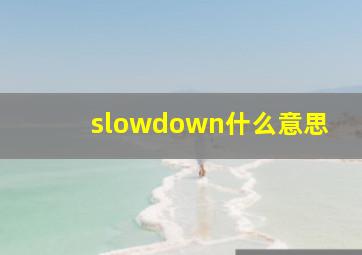 slowdown什么意思