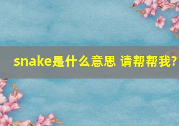 snake是什么意思 请帮帮我?