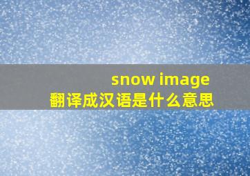 snow image翻译成汉语是什么意思