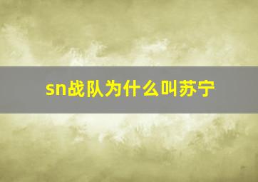 sn战队为什么叫苏宁