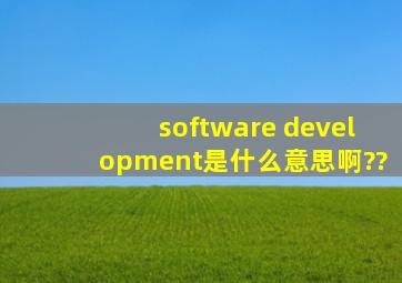 software development是什么意思啊??