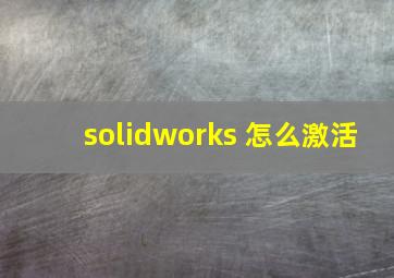 solidworks 怎么激活