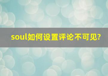 soul如何设置评论不可见?