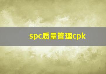 spc质量管理cpk