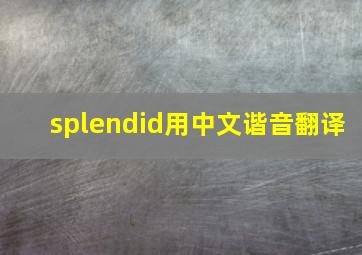 splendid用中文谐音翻译