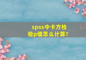 spss中卡方检验p值怎么计算?