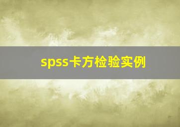 spss卡方检验实例