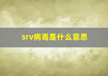 srv病毒是什么意思