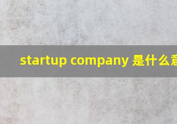 startup company 是什么意思