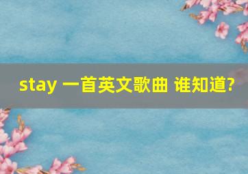 stay 一首英文歌曲 谁知道?