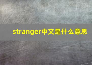 stranger中文是什么意思