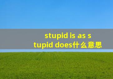 stupid is as stupid does什么意思