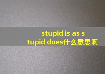 stupid is as stupid does什么意思啊