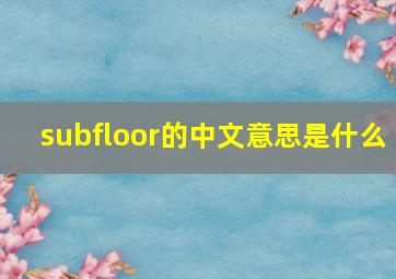 subfloor的中文意思是什么(