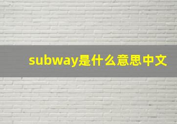 subway是什么意思中文