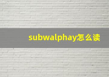 subwαy怎么读