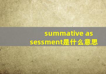 summative assessment是什么意思