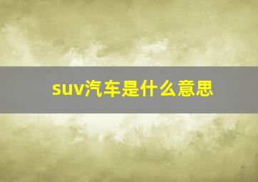 suv汽车是什么意思(