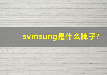 svmsung是什么牌子?