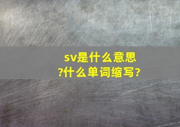 sv是什么意思?什么单词缩写?