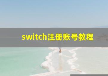 switch注册账号教程