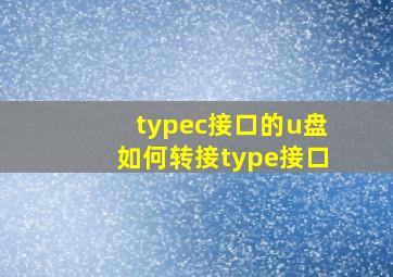 typec接口的u盘如何转接type接口