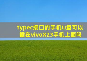 typec接口的手机U盘可以插在vivoX23手机上面吗