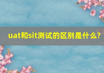 uat和sit测试的区别是什么?