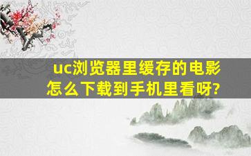 uc浏览器里缓存的电影怎么下载到手机里看呀?