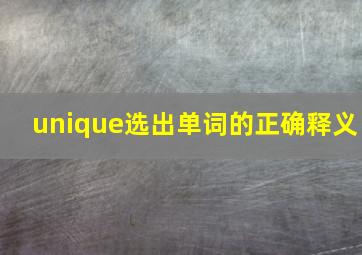 unique选出单词的正确释义