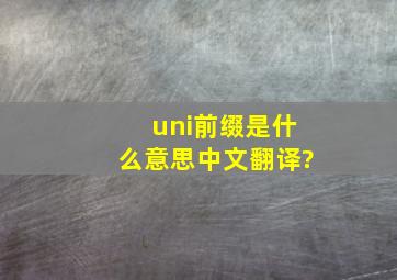 uni前缀是什么意思中文翻译?