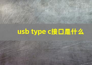 usb type c接口是什么