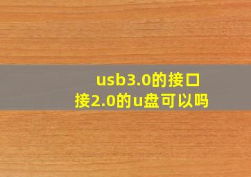 usb3.0的接口接2.0的u盘可以吗