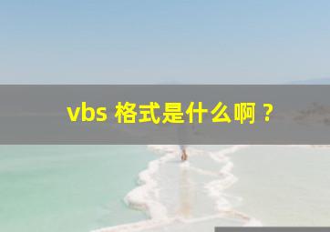 vbs 格式是什么啊 ?