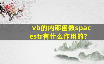 vb的内部函数space(),str()有什么作用的?