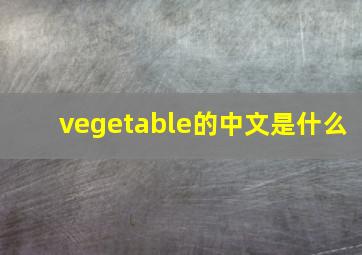 vegetable的中文是什么(