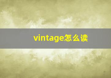 vintage怎么读