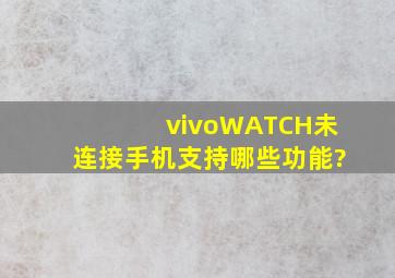 vivoWATCH未连接手机支持哪些功能?