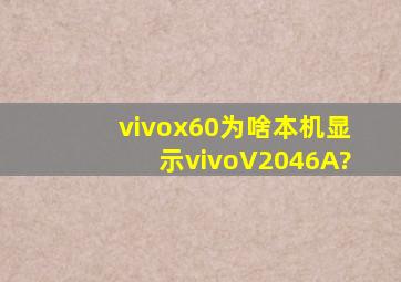 vivox60为啥本机显示vivoV2046A?