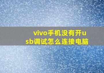 vivo手机没有开usb调试怎么连接电脑